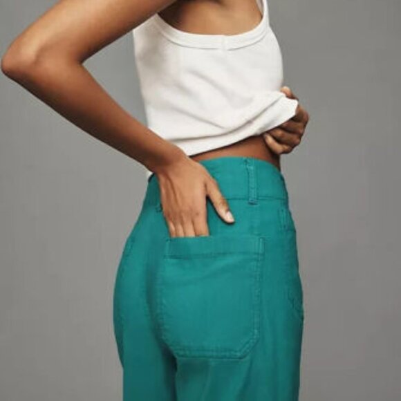 Anthropologie Maeve 30P The Colette Cropped Wide-Leg Pants 30 P Emerald Green - Picture 5 of 5